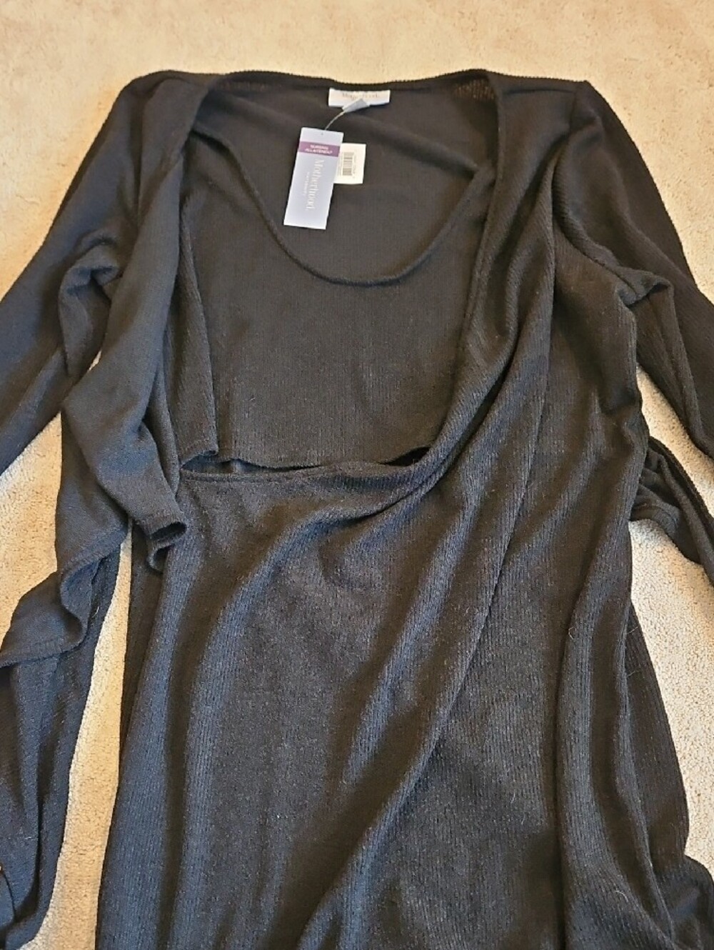 Motherhood Maternity Nursing Black Long-Sleeve Tie-Front Knit Dress - Picture 5 of 11